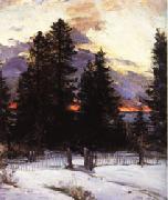 Abram Arkhipov Sunset on a Winter Landscape oil on canvas